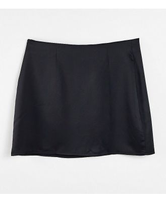 ASYOU satin split hem skirt in black