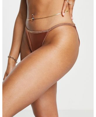 ASYOU slinky hot fix bikini bottoms in tan (part of a set)-Brown