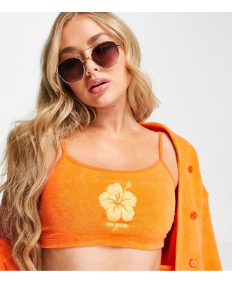 ASYOU towelling bralet with flower graphic in orange (part of a set)