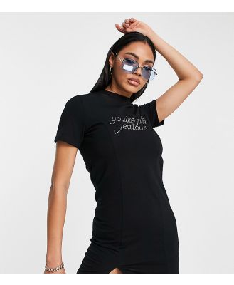 ASYOU 'you're just jealous' graphic hot fix t-shirt dress in black