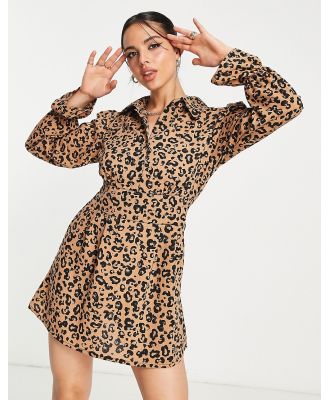 AX Paris mini shirt dress in leopard-Multi