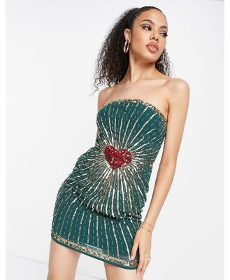 Band Of Stars premium bandeau mini dress in forest green