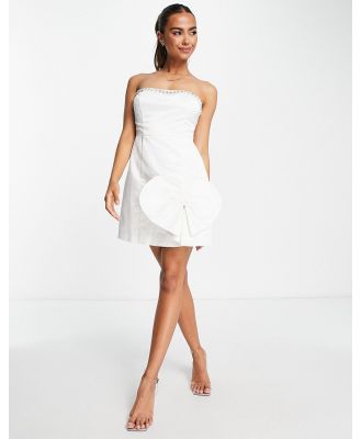 Band Of Stars premium bandeau mini dress with heart applique in white