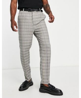 Bando carrot fit tapered checked suit pants in grey