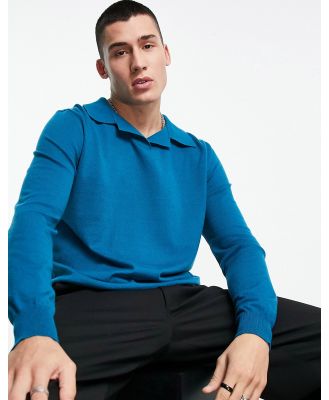 Bando long sleeve knitted polo shirt-Navy