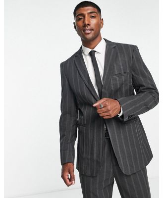 Bando slim fit suit jacket in charcoal grey pinstripe-Navy