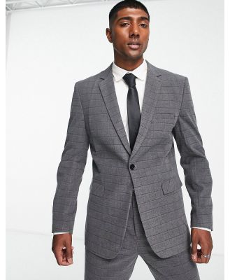 Bando slim fit suit jacket in grey check
