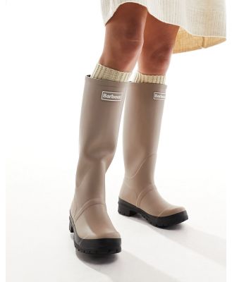 Barbour Abbey tall gumboots in stone exclusive to ASOS-Neutral