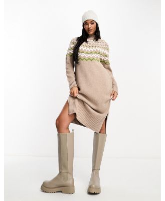 Barbour Chesil knit long sleeve turtle neck midi dress in light pink