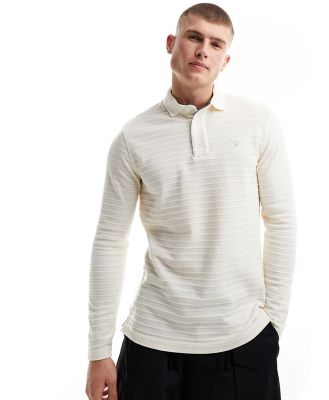 Barbour Cramlington long sleeve striped polo in off white