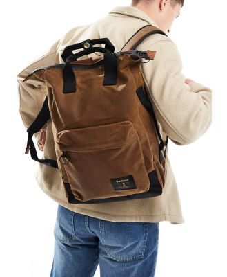 Barbour field wax backpack in tan-Brown