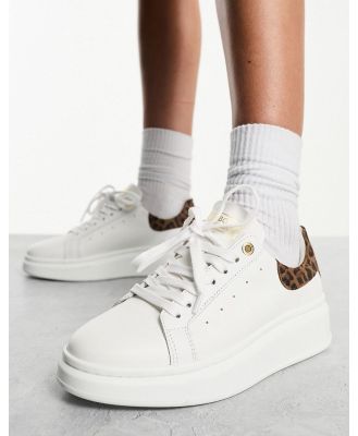 Barbour International Amanza flatform leather sneakers in white-Multi