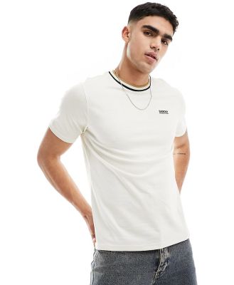 Barbour International Buxton tipped small logo t-shirt in ivory-White