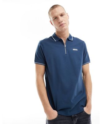 Barbour International Dean zip polo shirt in light blue