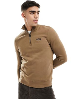 Barbour International essential half zip sweatshirt in beige-Neutral