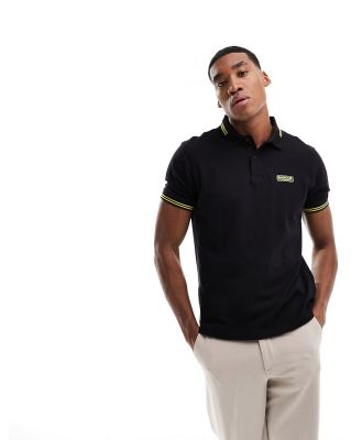 Barbour International Essential Tipped short sleeve polo shirt in black/yellow