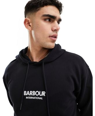 Barbour International Simons logo hoodie in black