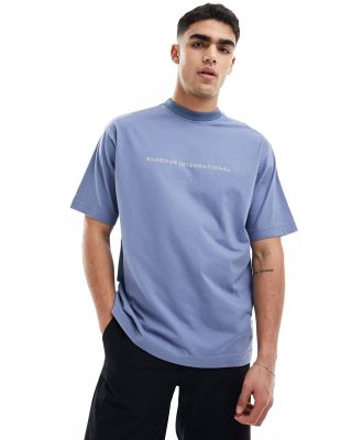 Barbour International Stacked logo t-shirt in light blue