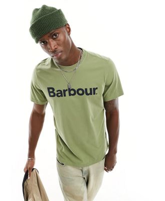 Barbour large logo t-shirt in khaki-Green