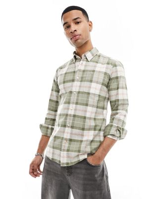 Barbour Lewis tailored shirt in olive check-Green