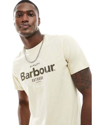 Barbour logo t-shirt in cream-Neutral