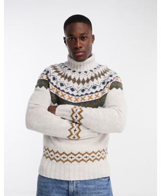 Barbour Roose Fair Isle roll neck jumper in white