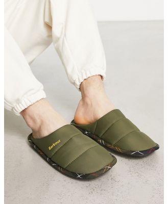 Barbour Scott quilted slippers in khaki-Green