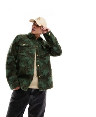 Barbour x ASOS exclusive fleece overshirt in camo-Green