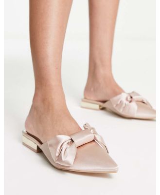 Be Mine Bridal Alezae bow front backless slippers in blush-Pink