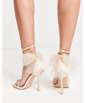 Be Mine Bridal Cynzia tulle bow detail sandals in neutral