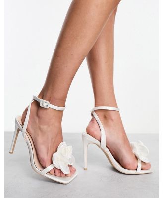 Be Mine Bridal Saniyah heeled sandals with corsage in ivory satin-White