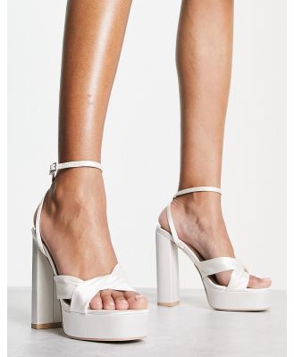 Be Mine Margot platform heeled sandals in ivory satin-White