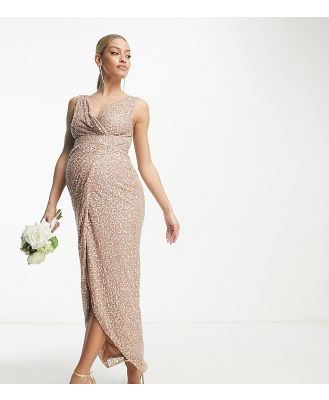 Beauut Maternity Bridesmaid wrap maxi dress in taupe-Neutral