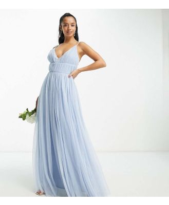 Beauut Petite Bridesmaid layered tulle maxi dress in light blue