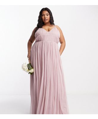 Beauut Plus Bridesmaid layered tulle maxi dress in frosted pink