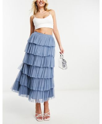 Beauut tulle tiered maxi skirt in powder blue