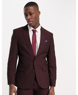 Ben Sherman wedding suit jacket in burgundy-Red