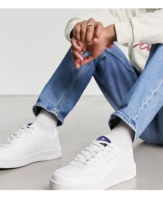 Ben Sherman Wide Fit flatform faux leather sneakers in white