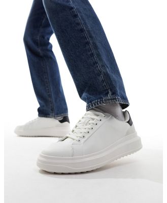 Bershka chunky sole contrast back tab sneakers in white