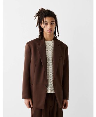 Bershka Collection tailored relaxed blazer in brown