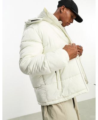 Bershka hooded puffer jacket in white