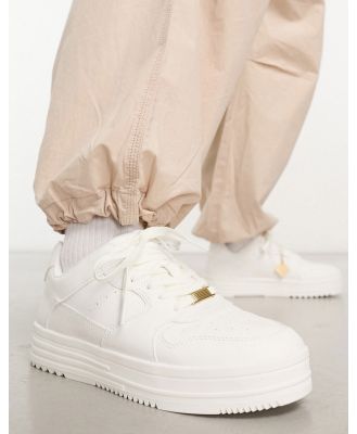 Bershka lace up chunky sneakers in white