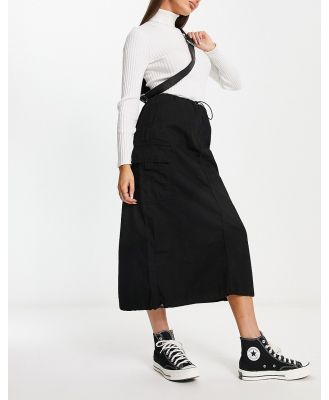 Bershka midi cargo skirt in black