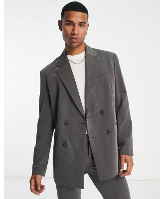 Bershka oversized double breasted blazer in grey (part of a set)