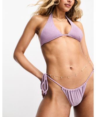 Bershka sparkly bikini bottoms in purple