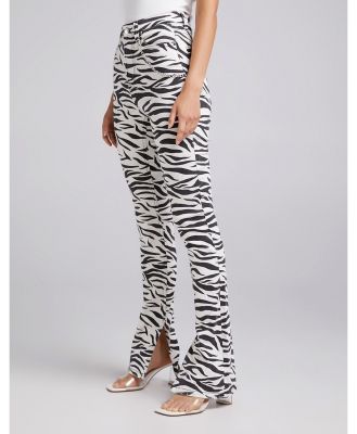 Bershka straight leg pants in zebra print-Multi