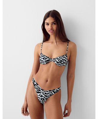 Bershka underwired bikini top in zebra print (part of a set)-Black