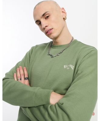 Billabong Arch crew neck sweater in khaki-Green