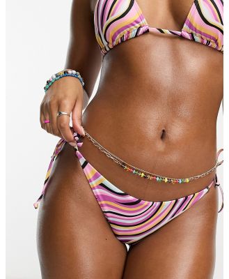 Billabong Sol Searcher tie side bikini bottoms in multi stripe