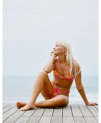 Billabong x Amanda Djerf Sunny Coast ruched bandeau bikini top in retro floral-Multi
